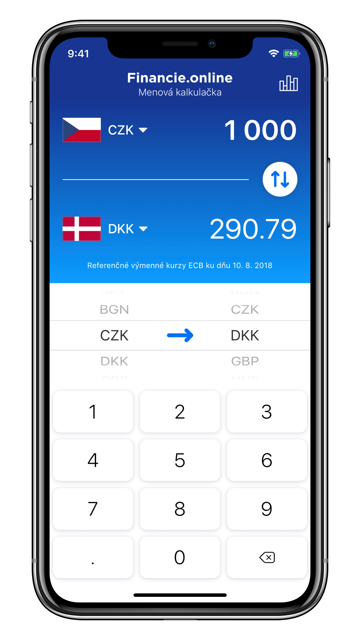 Aplikácia Menová kalkulačka od Financie.app